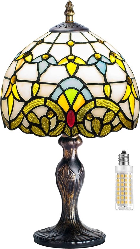 Lampe de table de style Tiffany, lampe de table vintage artisanat peinture  en verre... | bol