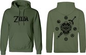 Uniseks Hoodie The Legend of Zelda Logo and Shield Groen - XXL