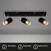 BRILONER - Plafondlamp - 2142035 - Draaibaar - GU10 fitting - Raster lampenkap - Gloeilamp niet inbegrepen - 60 x 7 x 12 cm - Zwart