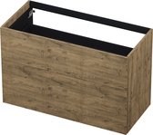 INK wastafelonderkast 2 laden greeploos push to open hout decor 100x45x65cm, naturel eiken