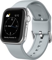 Siliconen bandje - geschikt voor Apple Watch series 1/2/3/4/5/6/7/8/9/SE/SE 2/Ultra/Ultra 2 met case size 42 mm / 44 mm / 45 mm / 49 mm - Lichtgrijs