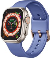 Siliconen bandje - geschikt voor Apple Watch series 1/2/3/4/5/6/7/8/9/SE/SE 2/Ultra/Ultra 2 met case size 42 mm / 44 mm / 45 mm / 49 mm - Cyaan