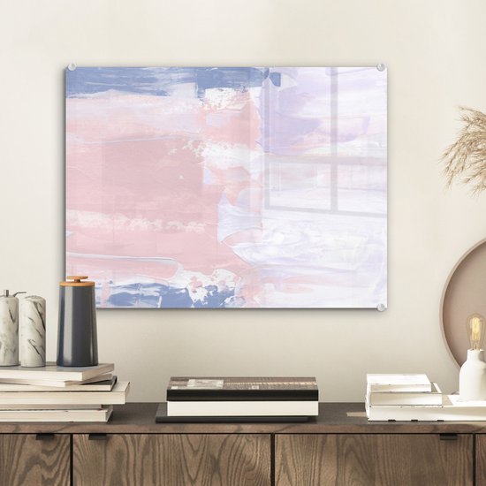 MuchoWow® Glasschilderij 40x30 cm - Schilderij acrylglas - Pastel - Design - Verf - Foto op glas - Schilderijen