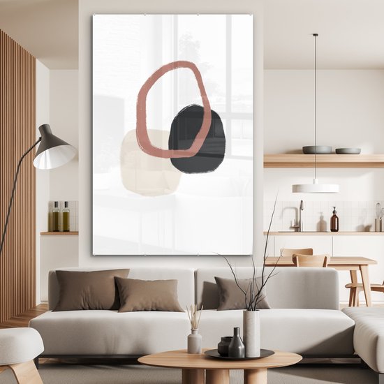 MuchoWow® Peinture sur verre 100x150 cm - Peinture sur verre acrylique - Pastel - Minimalisme - Formes géométriques - Photo sur verre - Peintures