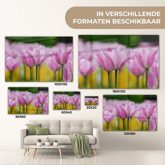 Verre de fleurs de tulipes 120x80 cm - Tirage photo sur verre (décoration murale en plexiglas)
