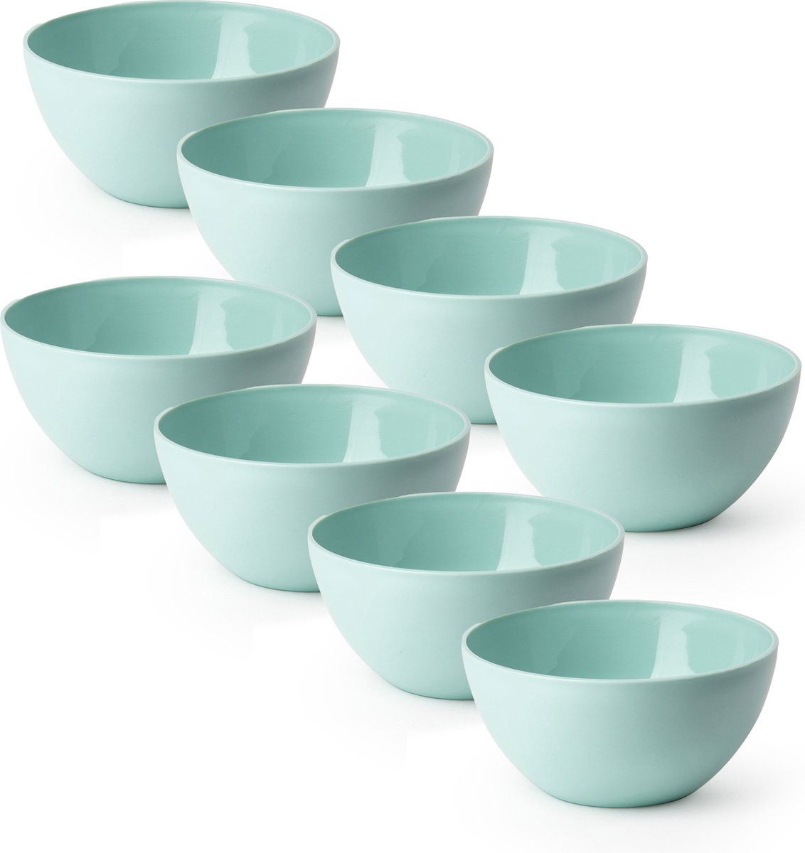 PlasticForte Schaaltjes - 8x - kunststof - kommetjes - dessert/ontbijt - D14 x H6 cm - mintg