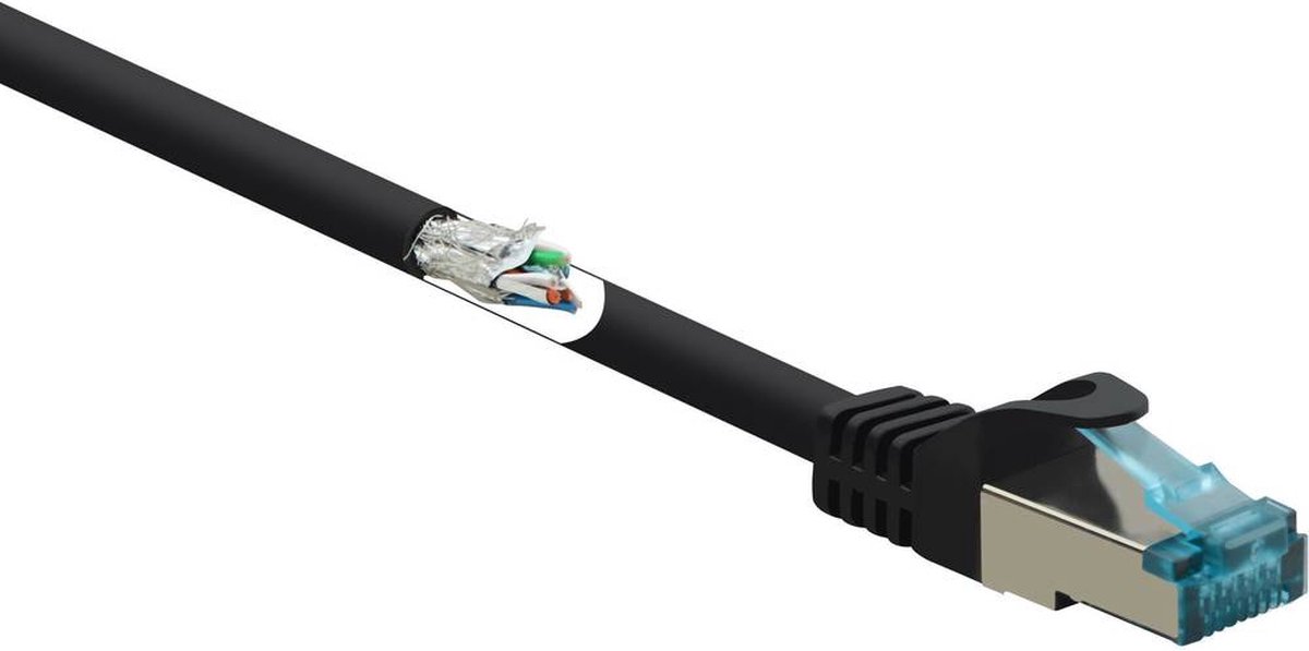 Image of Renkforce RF-5047476 RJ45 Netwerkkabel, patchkabel CAT 6A S/FTP 3.00 m Zwart Vlambestendig 1 stuk(s)