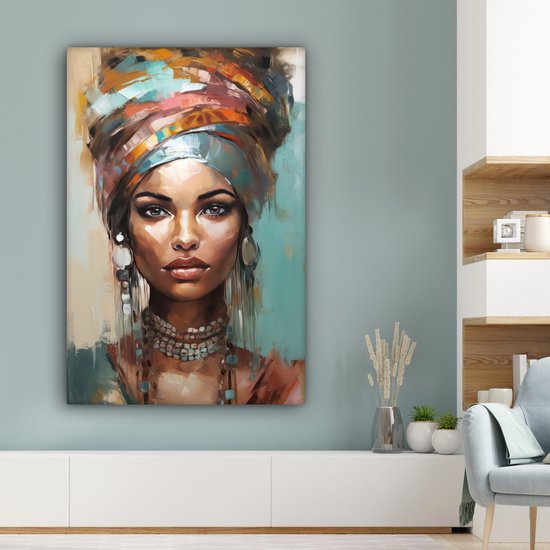 Tableau toile femme 90x140 cm - Décoration chambre adultes - Art moderne - Décoration murale toile toile abstraite - Toile murale cuisine - Photo sur toile - Tableau cuisine décoration maison - Décoration chambre abstraite - Hotel chic