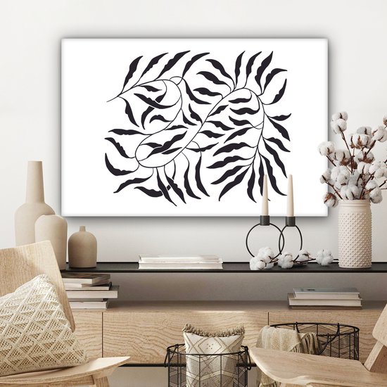 Peinture sur toile 150x100 cm - Décoration murale Feuilles - Plantes - Bohème - Wit - Abstrait - Décoration murale salon - Décoration chambre moderne - Tableaux abstraits