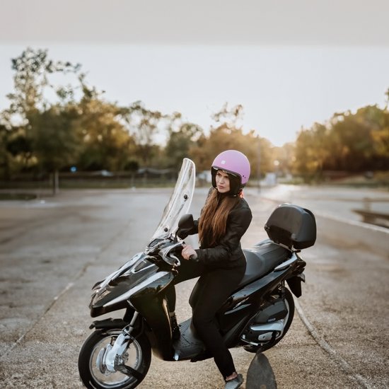 Coccinelle Motocubo | casque scooter/mobylette | avec visière | rose mat | taille S
