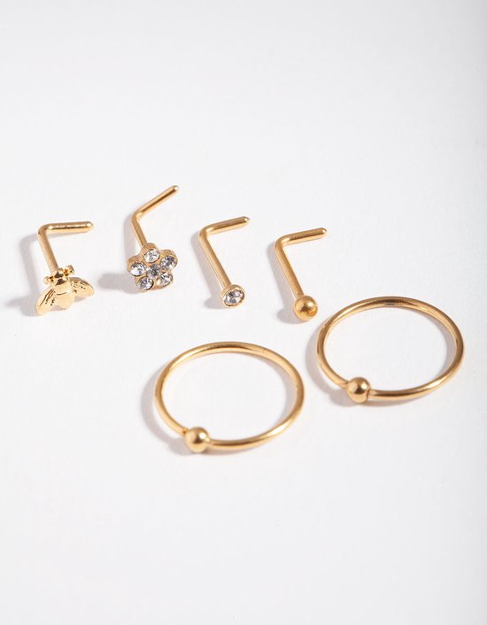 Lot De 6 Boucles D'oreilles En Acier Inoxydable - Couleur Dorée - Clous - Neuf Avec étiquettes