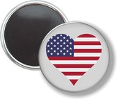 Button Met Magneet - Hart Vlag Amerika - NIET VOOR KLEDING