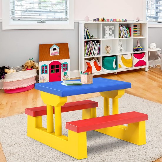 COSTWAY Kinderzitgroep Met Parasol, Kinderzitset Van Dennenhout Picknicktafel Zitgroep Buiten Zitmeubel Tuinmeubelen Voor Buiten 657189269