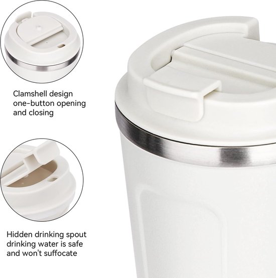 Coffee Mug to Go, Thermal Mug, Stainless Steel, Leak-Proof Coffee Cup  Coffee Mug with Lid, Coffee Cup, Thermal Mug for On the Go, Environmentally 