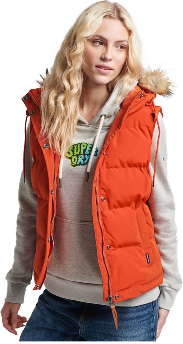 Superdry Vintage Everest Faux Fur Vest 2XS Vrouw Pureed Pumpkin