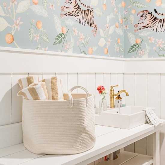 Zeegras Mand Bloempot Natuurlijke Mand Geweven Wasmand Met Handvat Voor Planten Speelgoed Opslag Zwart