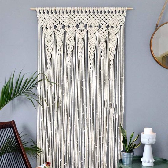 wandtapijt, handgeweven macramé, deurgordijn, boho, wanddecoratie, voor ruimteverdeler, raamgordijnen, deurgordijnen, bruiloftsachtergrond, interieurdecoratie, beige