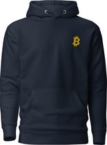 Simply Bitcoin - Premium Unisex Bitcoin Hoodie - Marine Blauw - Geborduurd Goud Kleurig Bitcoin Symbool Maat M | Bitcoin cadeau| Crypto cadeau| Bitcoin Trui| Crypto Trui| Crypto Hoodie| Bitcoin Hoodie| Bitcoin Merch| Crypto Merch| Bitcoin Kleding