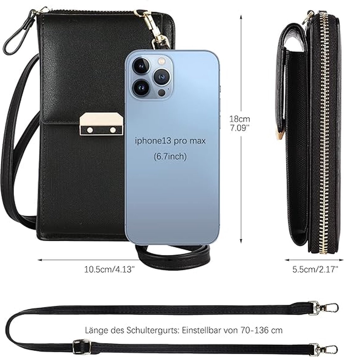 MUIIKOLA Crossbody tas voor vrouwen, veganistisch leer, RFID-blokkerende kaartsleuf borsttas met verstelbare afneembare brede riem, Bruin, 25.5cm x 9.5cm x 16cm, 0.3kg, Minimaal