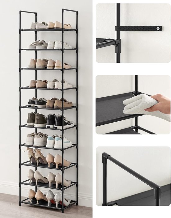 schoenenrek - planken, schoenenstandaard, hoog / schoenenorganizer ruimtebesparend, multifunctioneel,28D x 45W x 173H centimeter