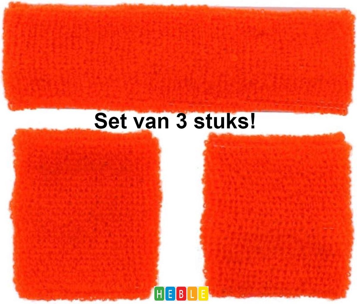 *** Set Oranje Zweetbandjes - Sportdag set Pols en Hoofd - van Heble® ***