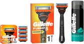 Gillette Houder Fusion5 Power + 5 mesjes en batterij + Gillette Scheergel - Sensitive 200 ml