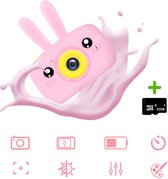 Rabbit Kindercamera Full HD 1080P | Inclusief 32GB Geheugenkaart | Vlog camera | Fototoestel voor kinderen | Kinderfototoestel | Roze
