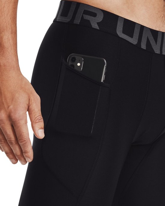 Under Armour UA HG Armour Leggings-GRY Heren Sportbroek - Carbon Heather - Zwart van Under Armour — afbeelding 2