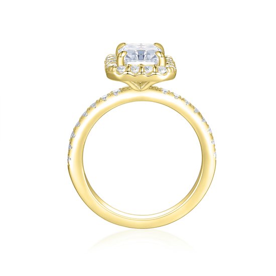 Esmeralda – Bague moissanite Ring émeraude en serti halo – 1 carat