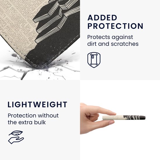 kwmobile flip cover geschikt voor Pocketbook Era / Era Color - Hoes met handgreep en voorvak voor e-reader - Book case in zwart / beige - Meisje met boeken design van Merkloos — afbeelding 2