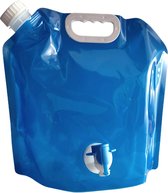 Jumada's - 10 liter Waterzak met tapkraan - Opvouwbaar - Sluitdop - Camping Outdoor Sport Voetbal Kamperen - 10L - Blauw wit