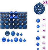 vidaXL Kerstballenset - Blauw - Kunststof - 32x3cm - 36x4cm - 32x6cm - Kerstbalhaakjes