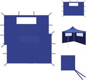 vidaXL Prieelzijwandenset - Stof - Blauw - 435 x 210 cm - Met ramen - Partytent