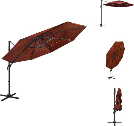 vidaXL Wandparasol - 300 x 131 cm - terracotta