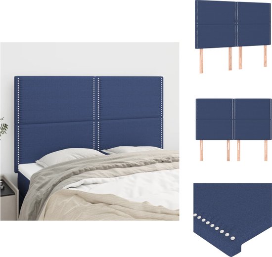 vidaXL Klassiek Hoofdbord - Blauw - 144 x 5 x 118/128 cm - Stijlvol Design - Stevige Poten - Verstelbare Hoogte - Comfortabele Ondersteuning - Elegante Klinknagelranden - Bedonderdeel