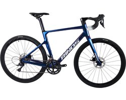 Rinos Odin1.0 Carbon Road Fiets, met Shimano SORA 18 versnellingen en schijfremmen, lichte fiets voor dames en heren, 700 x 40C, Kameleon Blauw-Paars 53