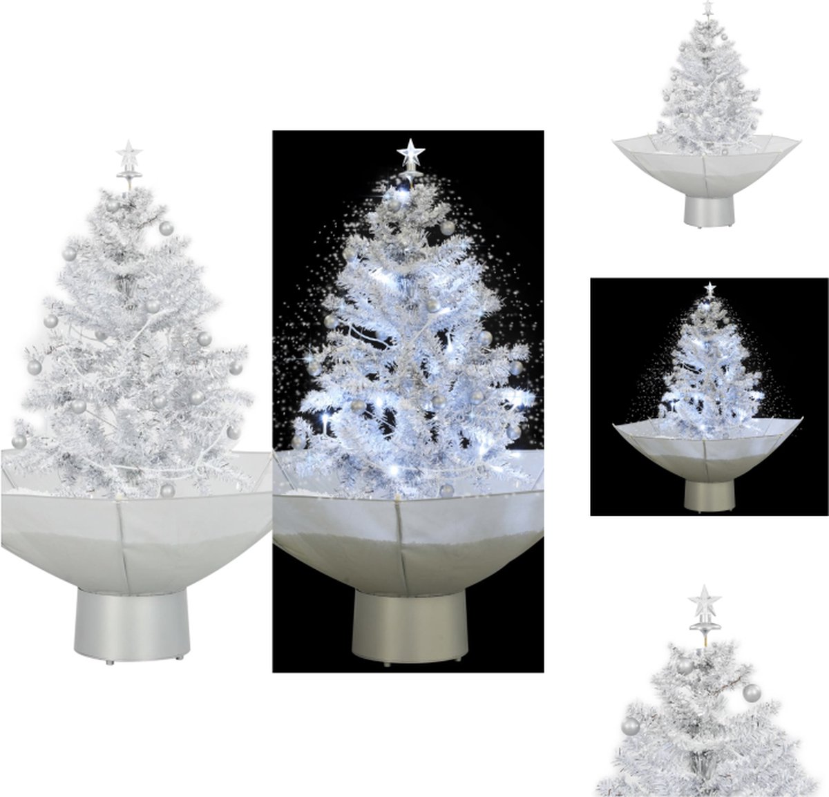 vidaXL Kunstkerstboom Sneeuwvlok Design - 75 cm - PVC - LED - Wit - Zilver - Decoratieve kerstboom