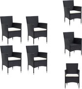 vidaXL Ensemble de chaises lounge en Poly - 53x58x84 cm - Zwart - Blanc crème - Chaise de jardin