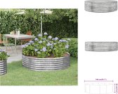 vidaXL Ronde plantenbak - Gepoedercoat staal - 140 x 140 x 36 cm - Zilver - Bloempot