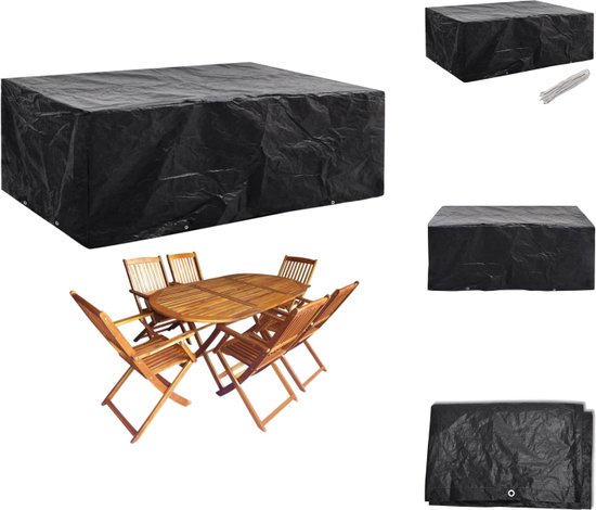 vidaXL Beschermhoes Buitenmeubelset - 242x162x100 cm - PE - Waterdicht - UV-bestendig - Zwart - Tuinmeubelhoes