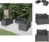 vidaXL Loungeset - Grijs - PE-rattan - Hoekbank 70x70x60.5cm - Inclusief 6 hoekbanken - 6 zitkussens en 12 rugkussens - Tuinset