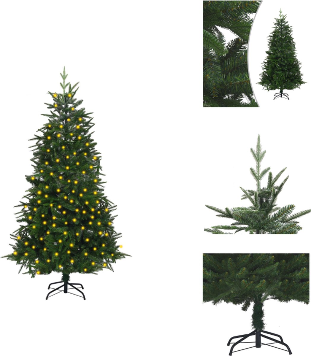 vidaXL Kerstboom Denver - Kunststof en Staal - 180 cm - Met LED-verlichting - Decoratieve kerstboom