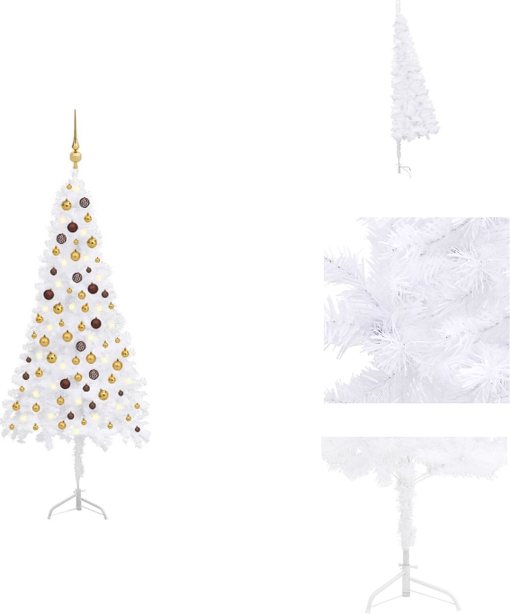 vidaXL Hoekkerstboom - Kerstboom PVC - Hoogte 180 cm - LED-verlichting - Inclusief standaard - Decoratieve kerstboom