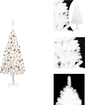 vidaXL Kunstkerstboom - Life-like PE-takken - 240 cm hoog - Met 300 LEDs - Inclusief kerstballen en piek - Wit - Decoratieve kerstboom