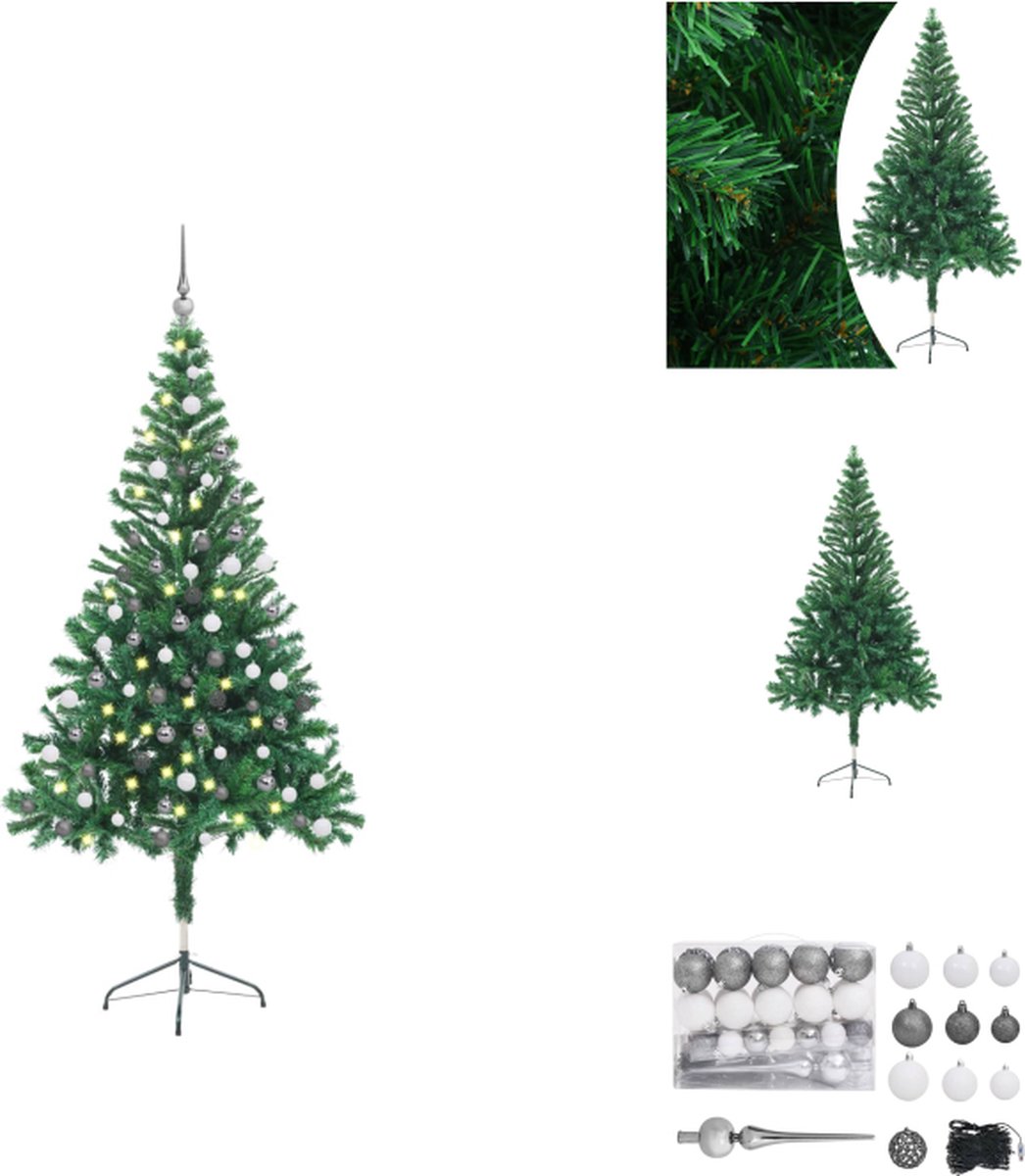 vidaXL Kunstkerstboom - PVC - 150 cm - USB-aansluiting - Decoratieve kerstboom