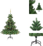 vidaXL Sapin de Noël artificiel Nordmann 210 cm - Forme entièrement symétrique - PE - Éclairage LED - Comprend support et décoration - Sapin de Noël décoratif