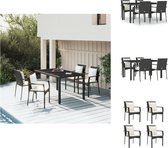 vidaXL Tuinset - Rattan/Steel - 150 x 90 cm - Zwart - 4 stoelen + tafel - Tuinset