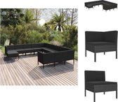 vidaXL Lounge tuinmeubelset - PE-rattan - modulair - zwart - 57x69x69 cm - incl - kussens - Tuinset