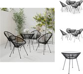 vidaXL Tuinset - Rattan look - Ø70 x 74 cm tafel - Zwart - 80 x 70.5 x 83 cm stoel - Tuinset