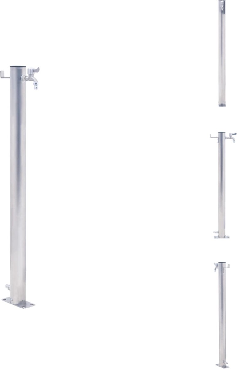 vidaXL RVS Tuin Waterzuil - 23.5 x 7 x 60 cm - Duurzaam - Praktische haak - Tuinsproeier
